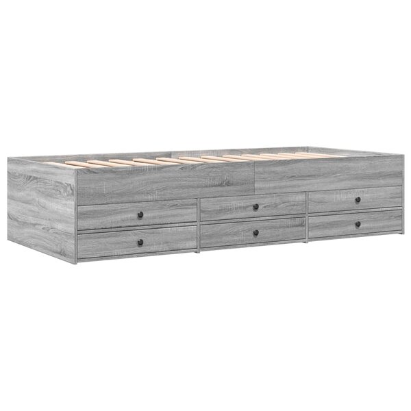 vidaXL Lit de jour et tiroirs sonoma gris 90x190 cm bois d'ingénierie