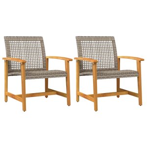 vidaXL Chaises de jardin lot de 2 gris résine tressée et bois d’acacia