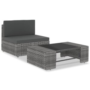 vidaXL Salon de jardin 2 Pièces Résine tressée Gris