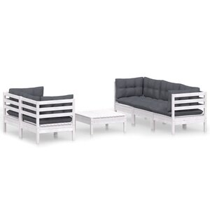 vidaXL Salon de jardin 6 Pièces avec coussins anthracite bois de pin