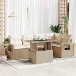 vidaXL Salon de jardin avec coussins 6 Pièces beige résine tressée