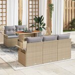 vidaXL Ensemble de canapé de jardin 6 Pièces Beige Poly rotin