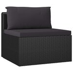 vidaXL Salon de jardin 7 Pièces avec coussins Résine tressée Noir