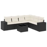 vidaXL Salon de jardin 7 Pièces avec coussins noir résine tressée
