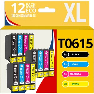 123CONSOMMABLES - T0615 - Cartouches compatible avec Epson T0615 T0611 T0612 T0613 T0614 pour  Stylus D120  D78  D92  DX4000  DX8000  SX110  SX200
