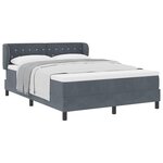 vidaXL Lit à ressorts avec matelas Gris foncé 160 x 200 cm Velours