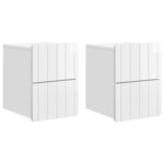vidaXL Cabinet de chevet mural 2 Pièces Blanc brillant 33 x 34 5 x 43 cm