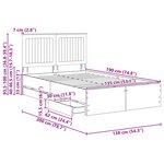 vidaXL Cadre de lit Gris béton 135 x 190 cm Bois Ingénierie
