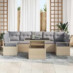 vidaXL Ensemble de canapé de jardin 8 Pièces Beige et Gris clair
