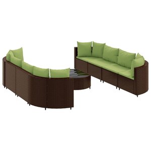 vidaXL Salon de jardin avec coussins 9 Pièces marron résine tressée