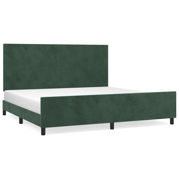 vidaXL Cadre de lit avec tête de lit Vert foncé 200x200 cm Velours