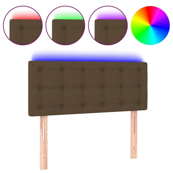 vidaXL Tête de lit à LED Marron Foncé 100x5x78/88 cm Tissu