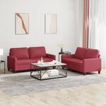 vidaXL Ensemble de canapés 2 Pièces et coussins Rouge bordeaux Similicuir