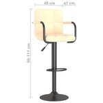 vidaXL Tabouret de bar Crème Velours