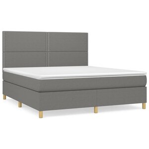 vidaXL Sommier à lattes de lit avec matelas Gris foncé 160x200cm Tissu
