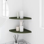 vidaXL Étagère Flottante d'Angle 2 pc Vert olive 30 x 30 x 2 cm