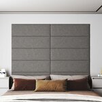vidaXL Panneaux muraux 12 Pièces Gris clair 90x30 cm Tissu 3 24 m²