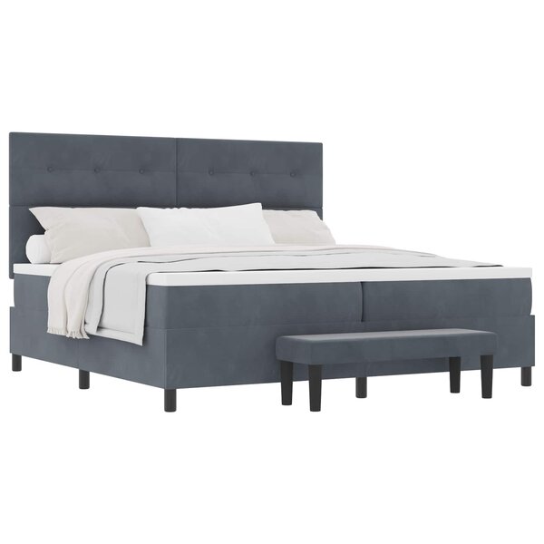 vidaXL Lit à ressorts avec matelas Gris foncé 200 x 200 cm Velours