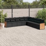 vidaXL Salon de jardin 9 Pièces avec coussins noir résine tressée