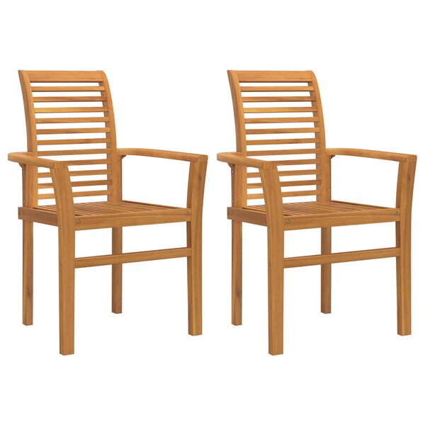 vidaXL Chaise de Jardin Empilable 2 Pièces en Bois Massif de Teck