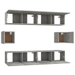 vidaXL Ensemble de meubles TV 6 Pièces Gris béton Bois d'ingénierie
