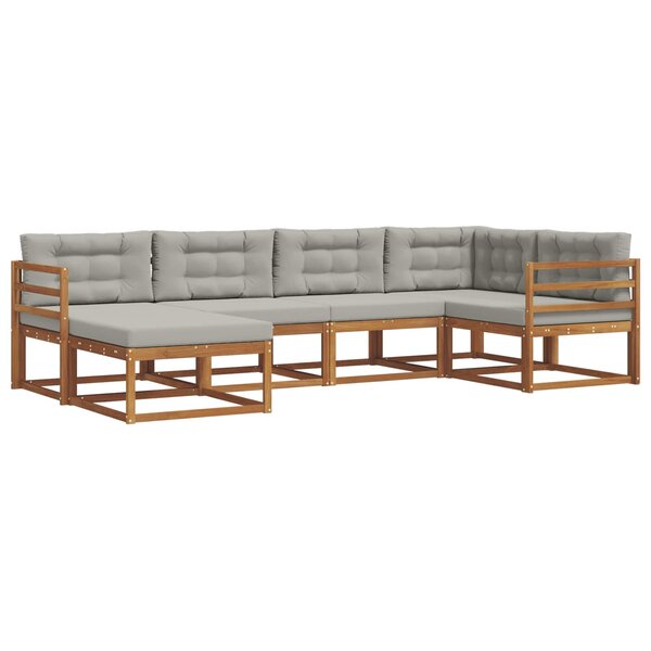 vidaXL Ensemble de canapés d'extérieur 6 pc Naturel et gris clair