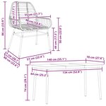 vidaXL Ensemble à manger jardin 5Pièces marron poly rotin verre