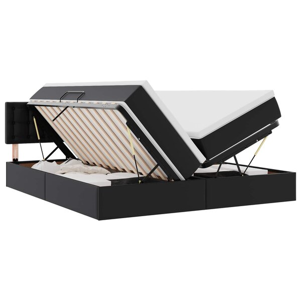 vidaXL Lit avec rangement et LED Noir 180 x 200 cm Cuir synthétique