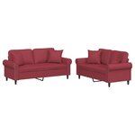 vidaXL Ensemble de canapés 2 Pièces et coussins rouge bordeaux similicuir