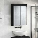 vidaXL Amoire de salle de bain avec miroir avec étagère TULUM Noir