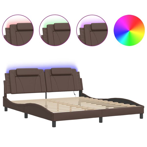 vidaXL Cadre de lit avec LED sans matelas gris 180x200 cm