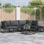 vidaXL Ensemble de canapé de jardin avec coussin 5 Pièces Noir Aluminium
