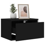 vidaXL Tables de chevet murales avec lumières LED 2 Pièces noir