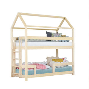 Lit superposé cabane MONTY 222 cm naturel