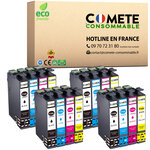 COMETE  Marque française - 16XL - 16 Cartouches d'Encre Compatibles avec EPSON 16 XL T1631 Stylo Plume - pour Cartouche Epson WF 2510 Workforce WF 2010 2530 2540 (4 Noirs 4 Cyan 4 Magenta 4 Jaunes)-Livraison Gratuite