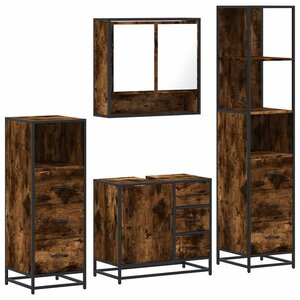vidaXL Ensemble meubles salle de bain 4 Pièces chêne fumé bois ingénierie