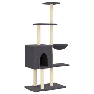 vidaXL Arbre à chat avec griffoirs en sisal Gris foncé 145 cm