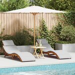 vidaXL Chaises Longues avec Coussins 2 Pièces Gris Clair Bois Massif d'Acacia