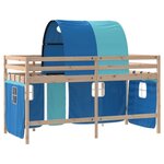 vidaXL Lit mezzanine enfants avec tunnel sans matelas bleu 90x200 cm
