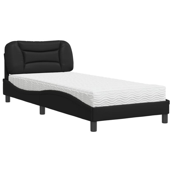 vidaXL Lit avec matelas Hvar noir 80x200 cm similicuir
