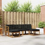vidaXL Ensemble de canapés d'extérieur 6 pc Naturel et Noir