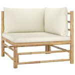 Salon de jardin meuble d'extérieur ensemble de mobilier 2 pièces avec coussins blanc crème bambou 02_0015881