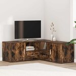 vidaXL Armoire d'angle chêne fumé 200x40x45 cm bois d'ingénierie