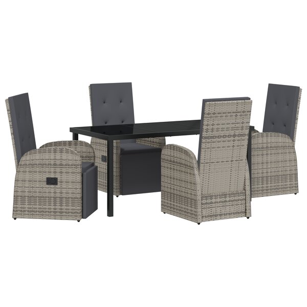 vidaXL Ensemble de salle à manger jardin 5 pièces avec coussins Gris Rattan Poly