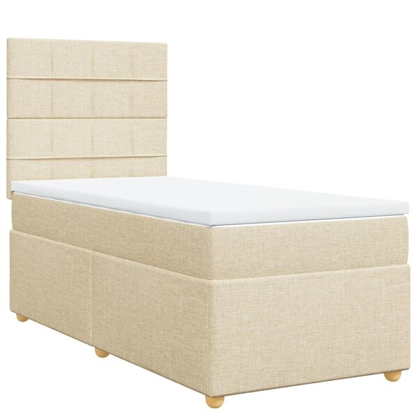 vidaXL Sommier à lattes de lit et matelas Crème 90x190 cm Tissu