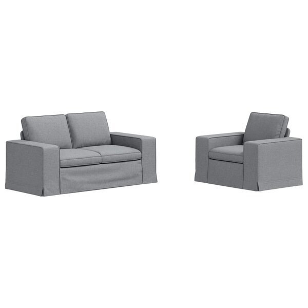 vidaXL Canapé 2 Pièces Gris clair 182 x 80 x 82 cm tissu