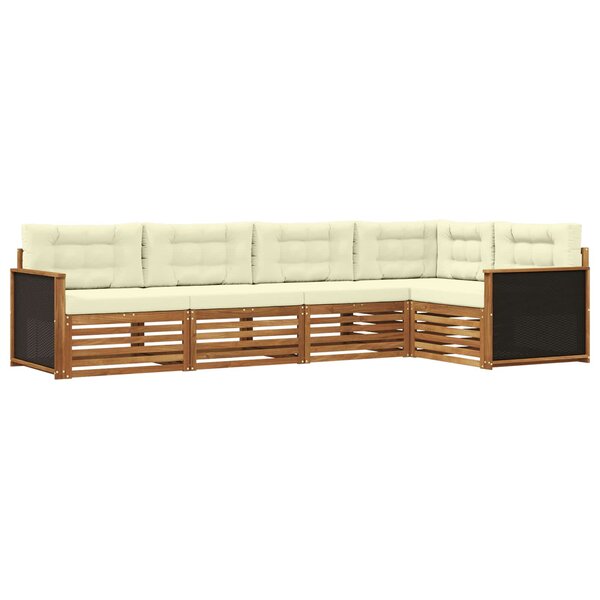 vidaXL Ensemble de canapés d'extérieur 5 pc Naturel et Crème Polyester