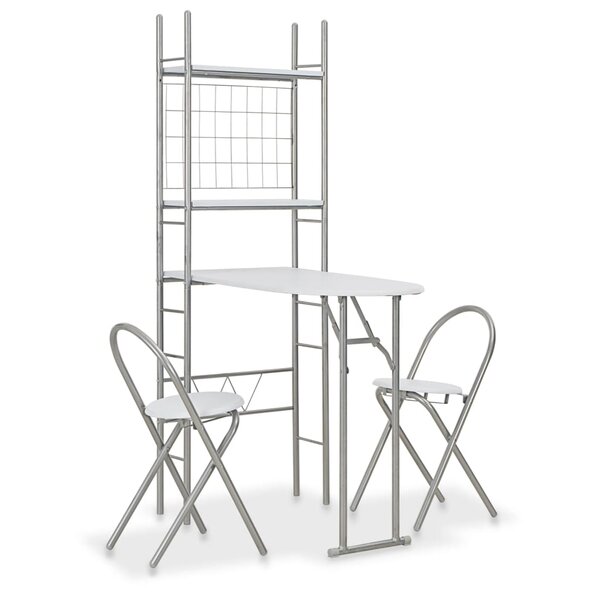 vidaXL Ensemble à dîner pliant 3 Pièces et étagère de rangement MDF acier