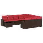 vidaXL Salon de jardin et coussins 11 Pièces marron résine tressée