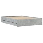 vidaXL Cadre de lit avec tiroirs sans matelas gris béton 120x200 cm